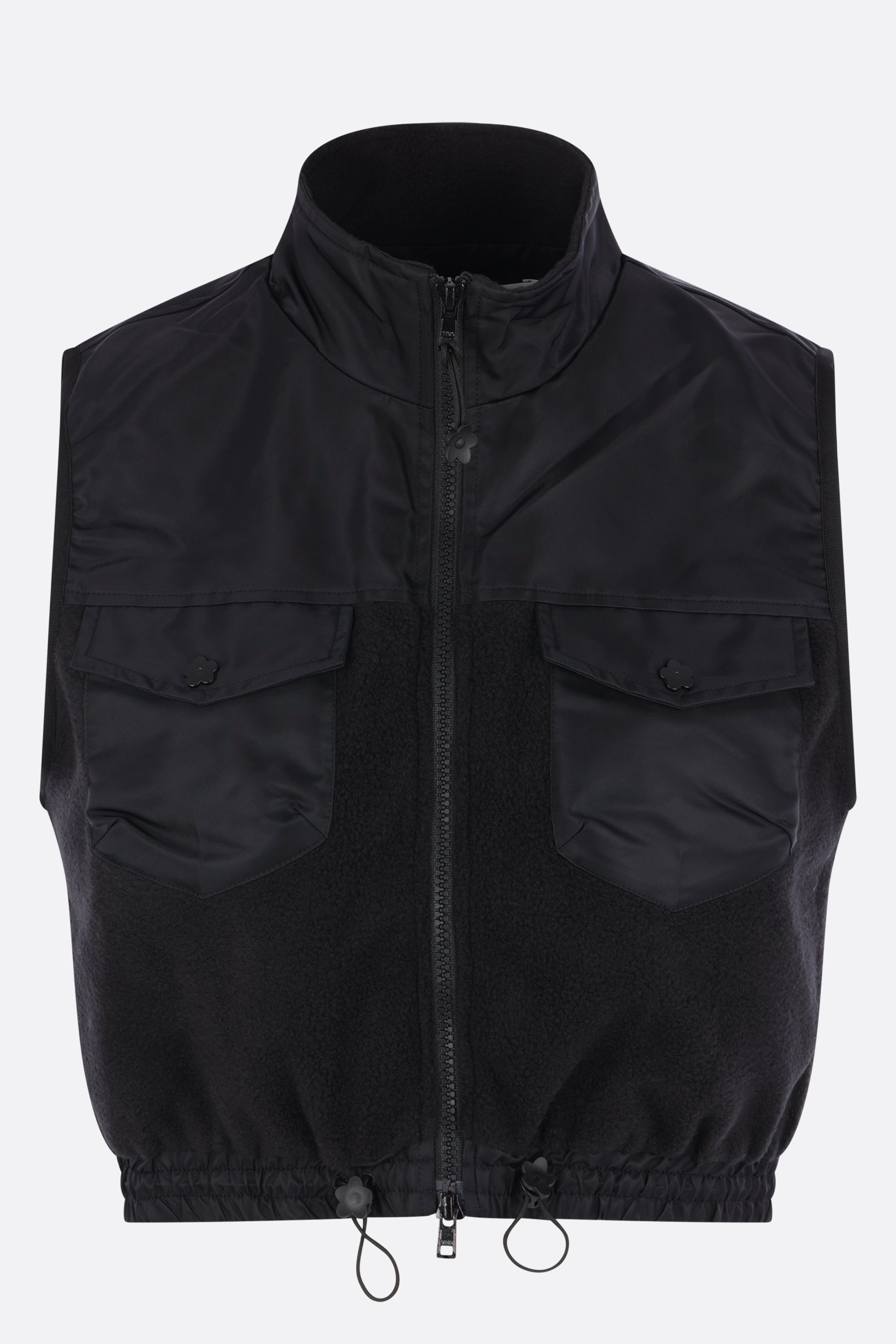 Caspen cropped vest in nylon and fleece