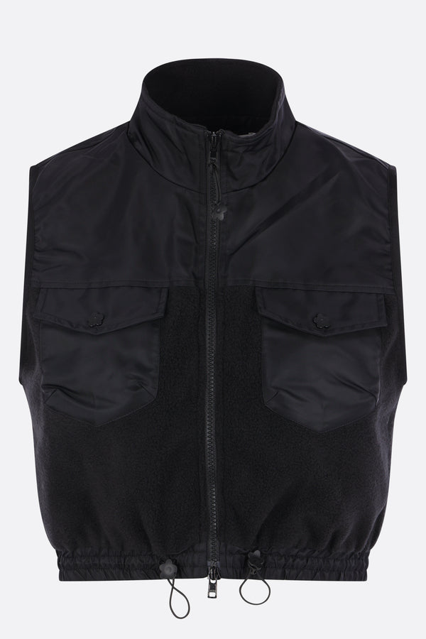 Caspen cropped vest in nylon and fleece