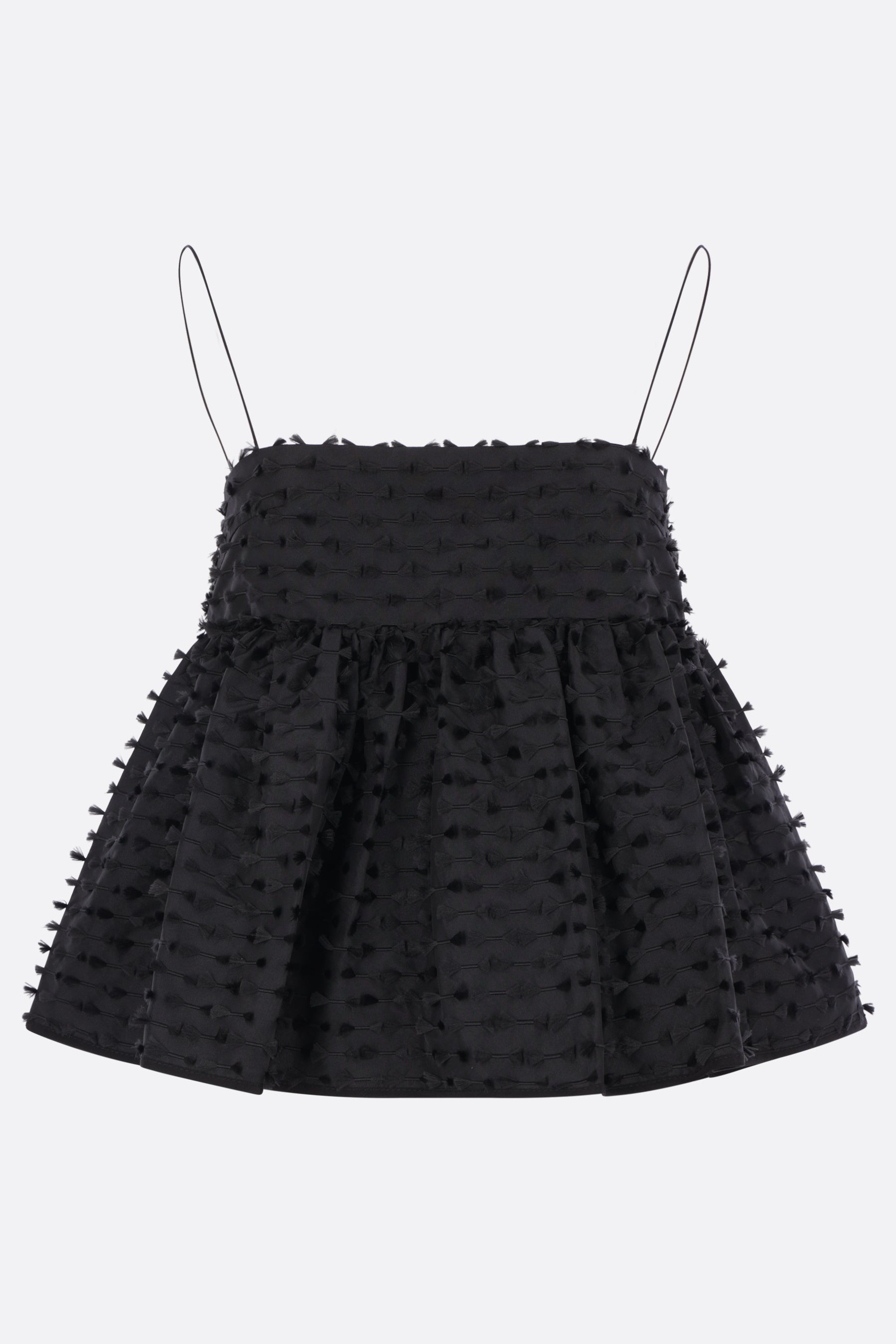 Babette peplum top in Fiamma fil-coupé