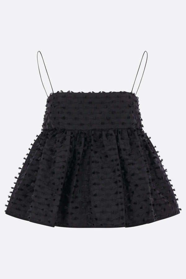 Babette peplum top in Fiamma fil-coupé