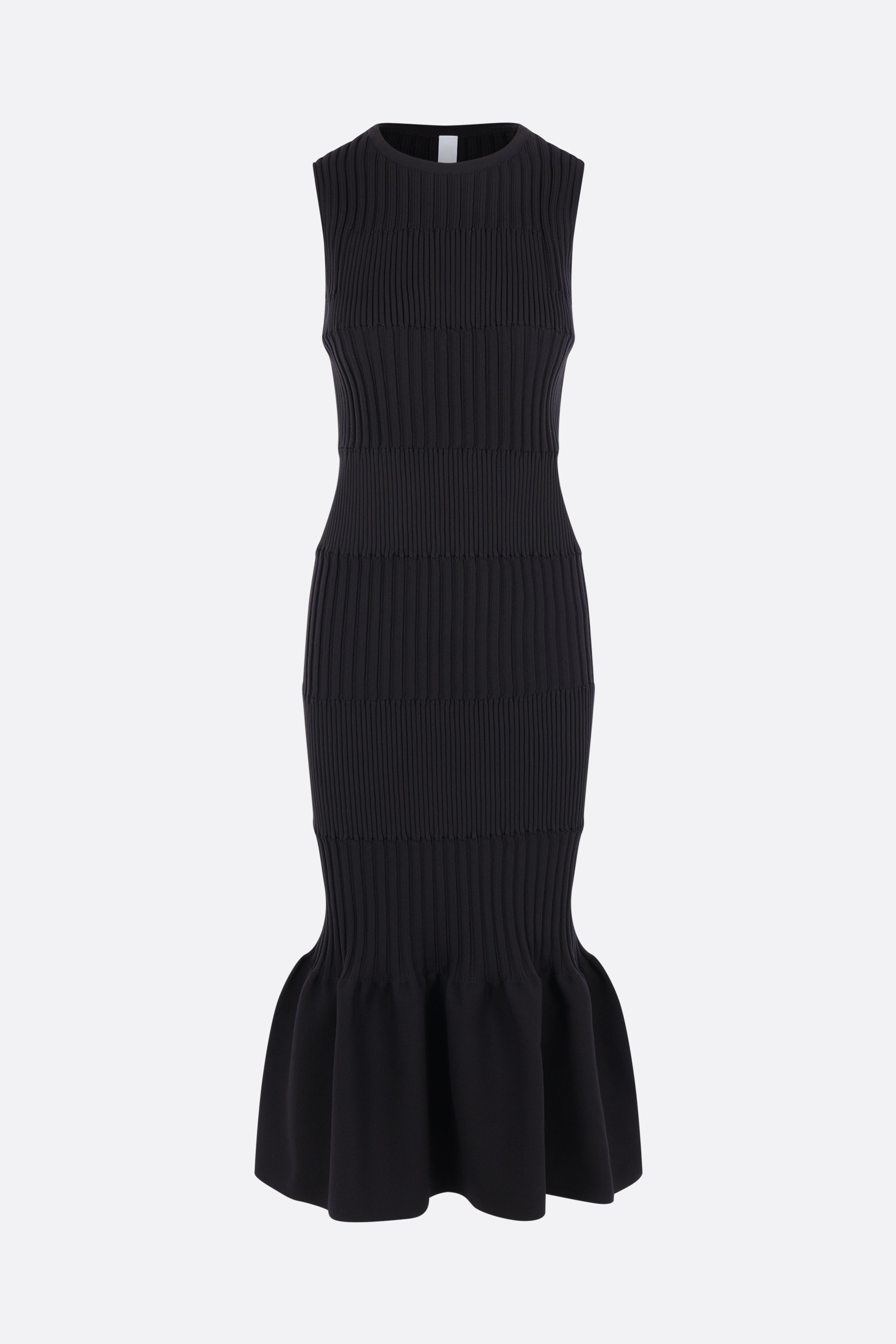Fluted sleeveless dress in rib knit