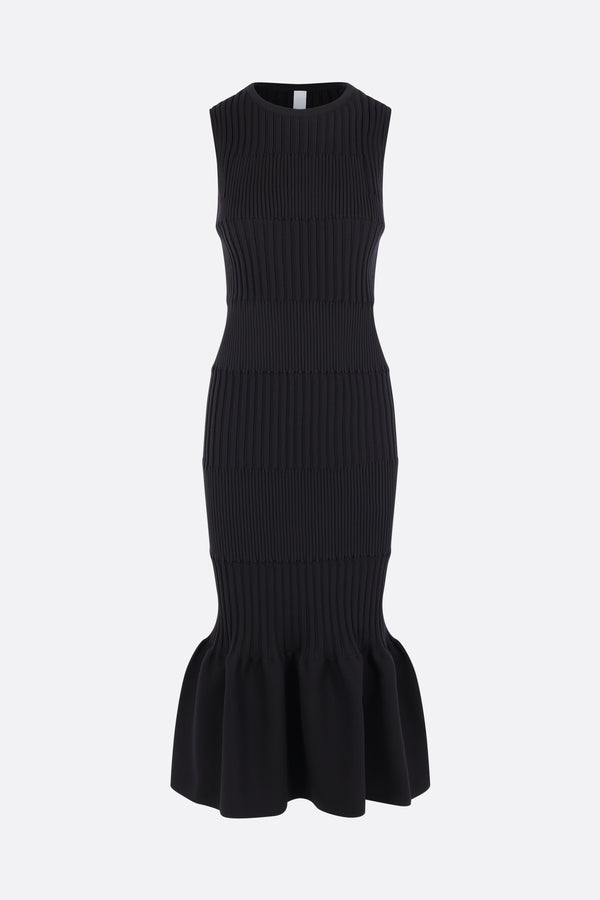 Fluted sleeveless dress in rib knit