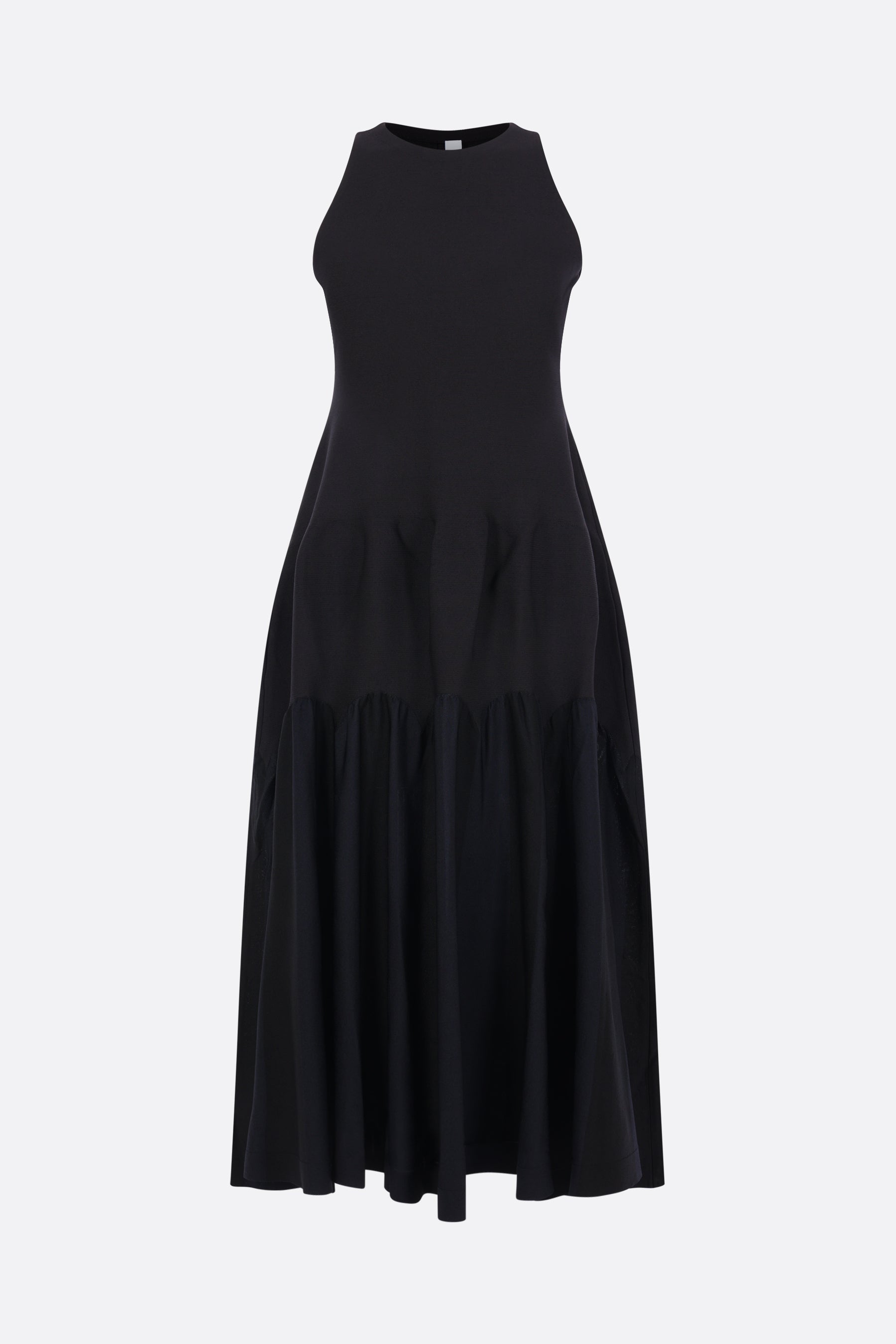Arched sleeveless dress in stretch knit