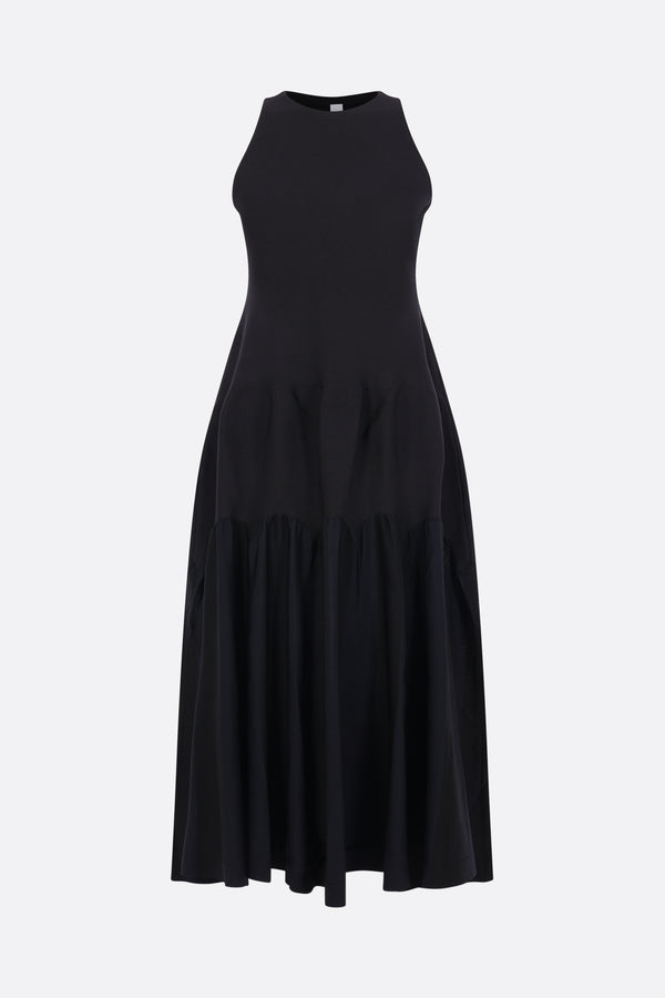 Arched sleeveless dress in stretch knit
