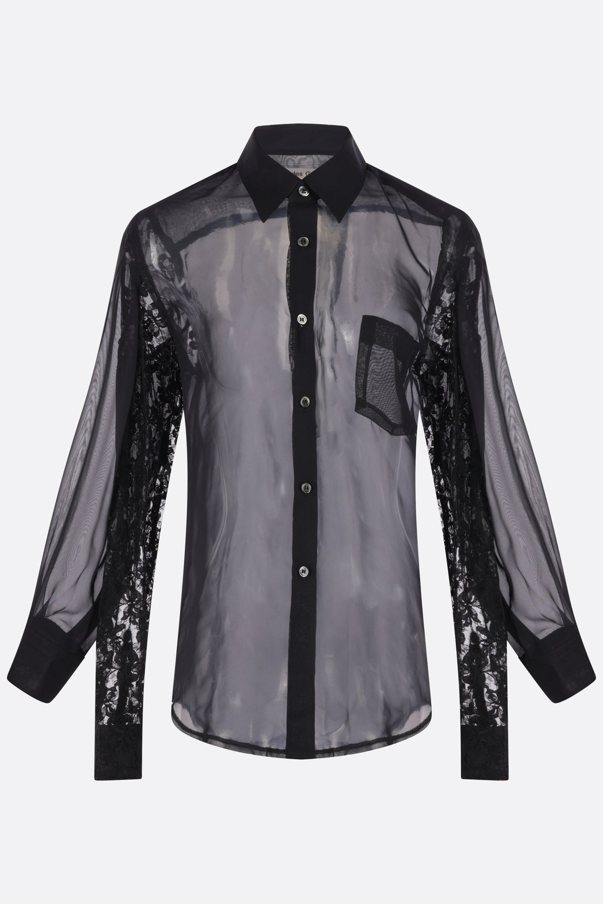 camicia in chiffon e pizzo