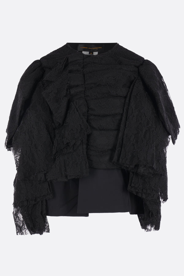 short-sleeve blazer in floral lace