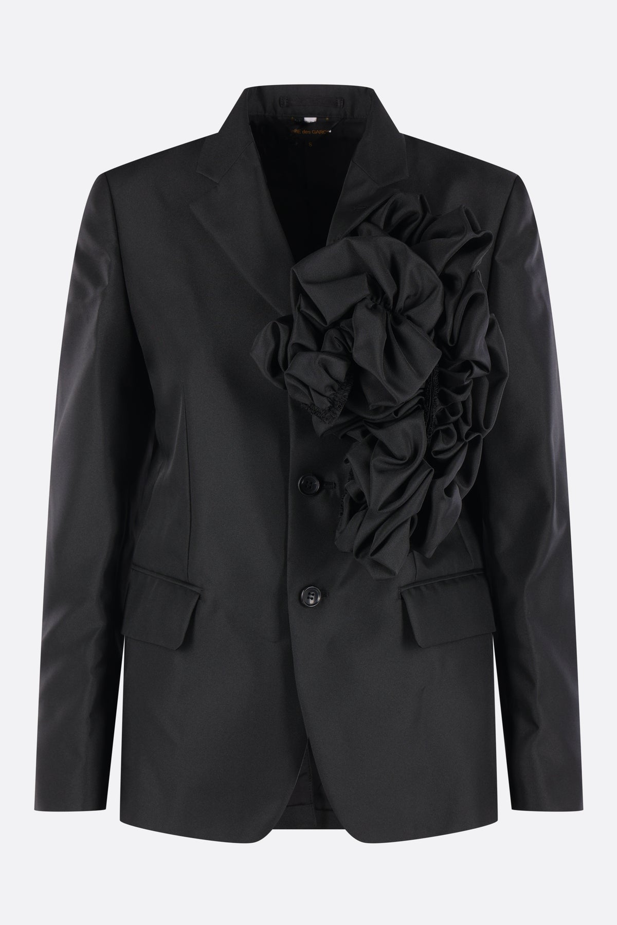 giacca monopetto in gabardine con rouches