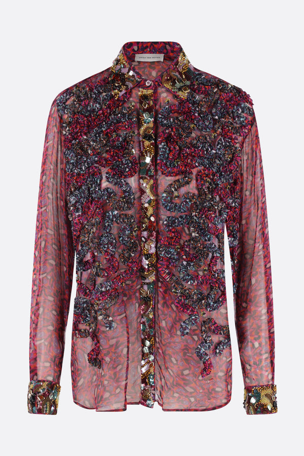 Chevy shirt in embroidered chiffon