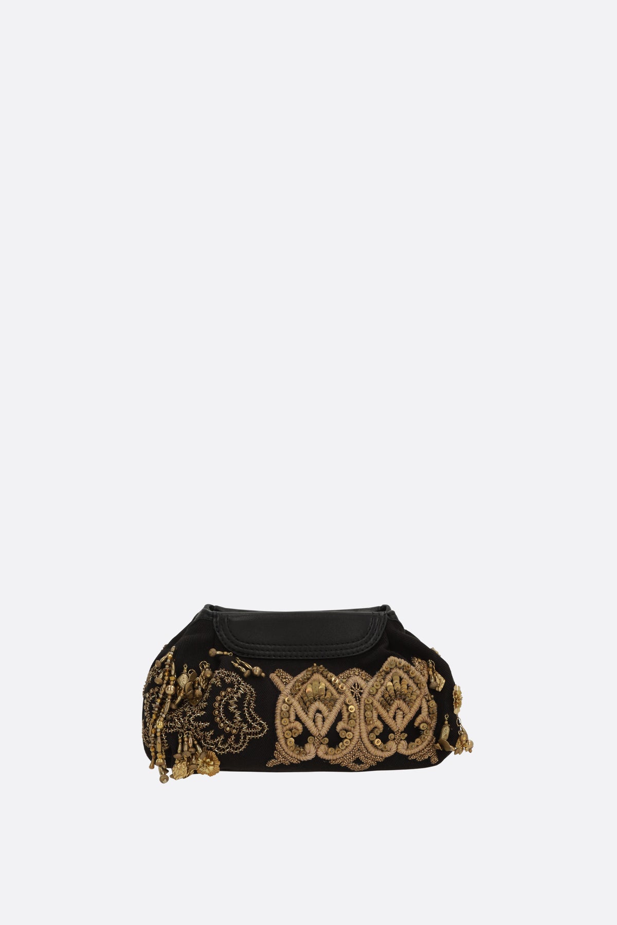 embroidered twill clutch