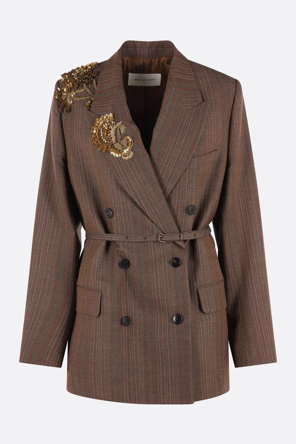 Bossy double-breasted jacket in striped wool