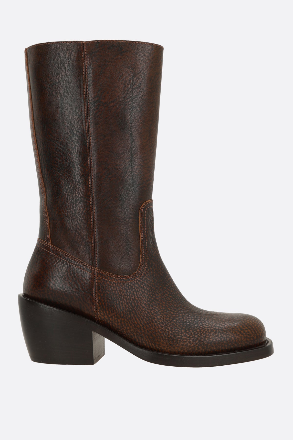 grainy leather western boots
