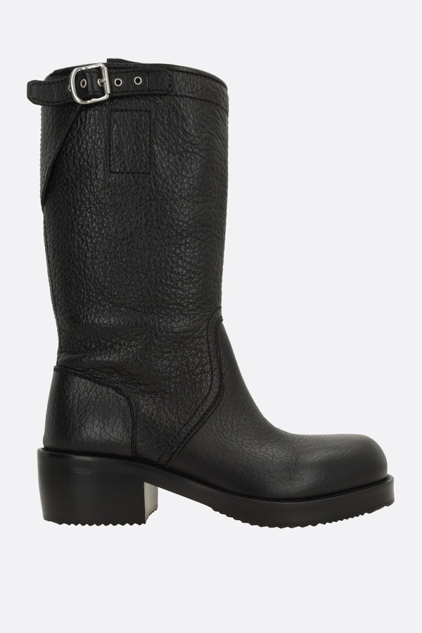 stivale biker in pelle martellata
