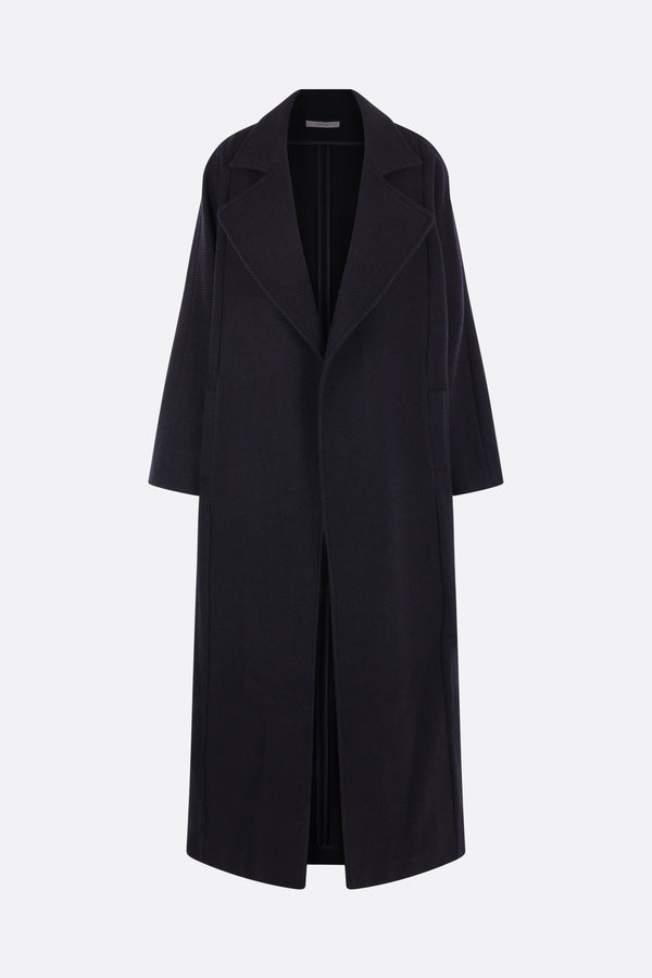 herringbone cashmere long coat