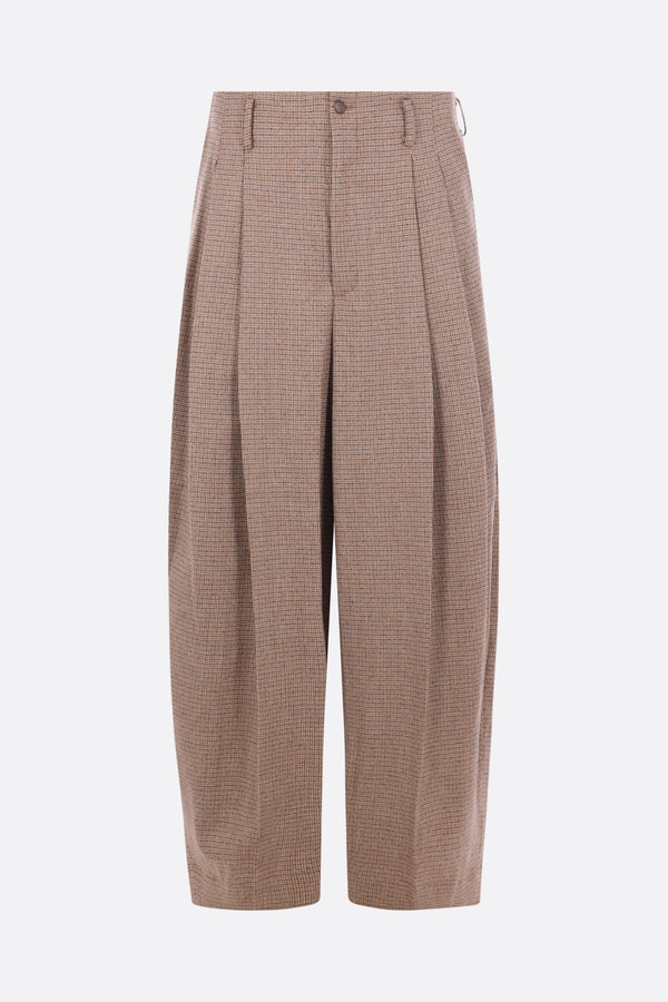 baggy trousers in check wool