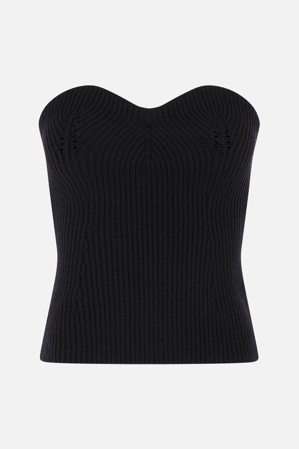 top bustier in maglia a coste