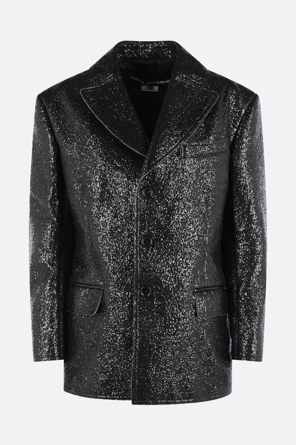 single-breasted blazer in glitter-effect fabric