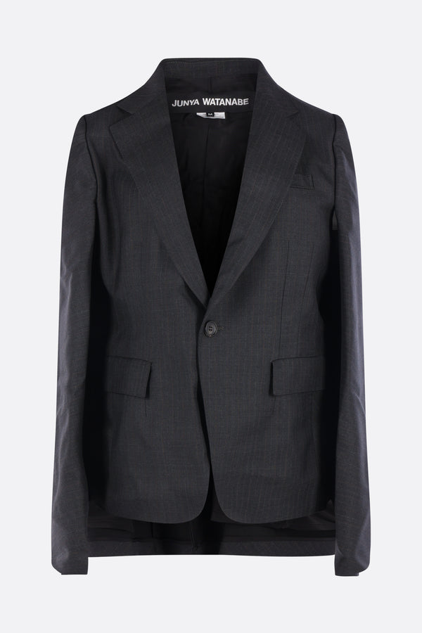 blazer a mantella in lana a righe