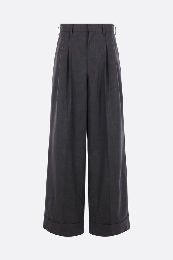 wide-leg trousers in striped wool