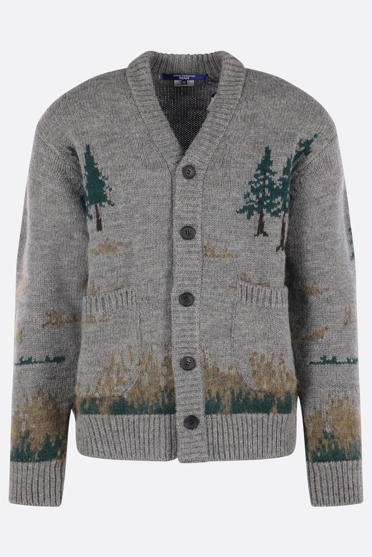 wool cardigan with graphic intarsia