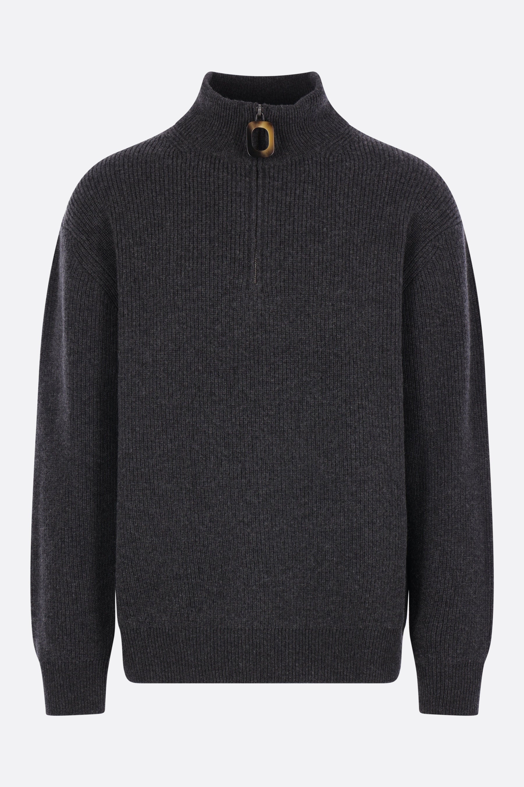half-zip sweater in wool and cotton