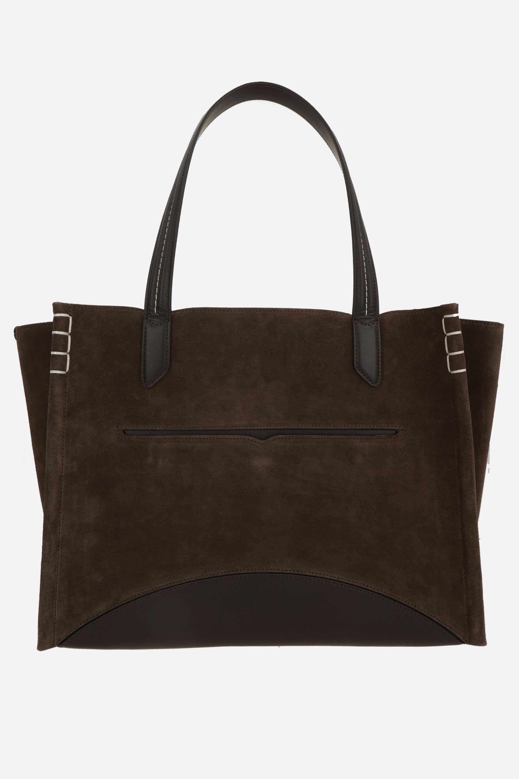 Loafer tote bag in suede and smooth leather