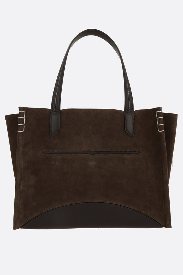 Loafer tote bag in suede and smooth leather