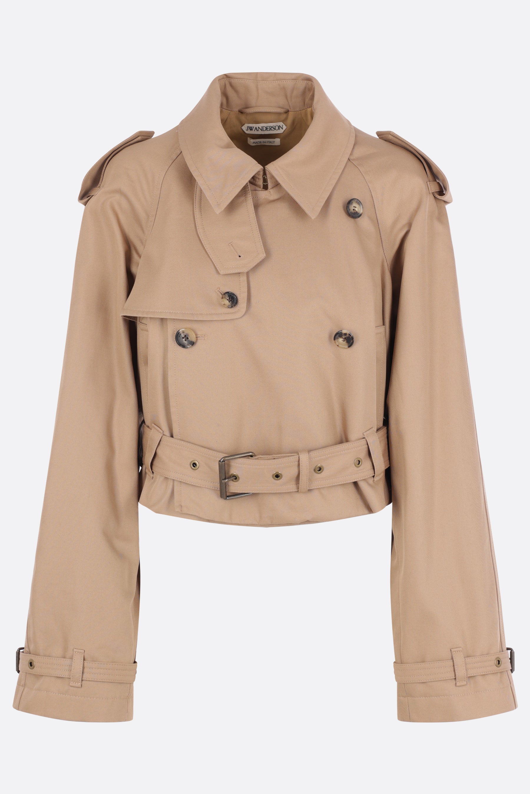 cropped trench coat in gabardine