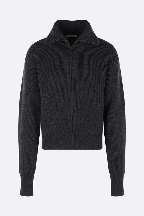 full-zip cardigan in wool