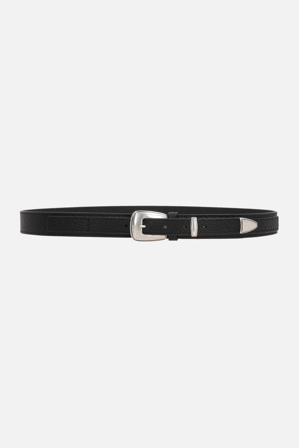 minimal western belt in grainy leather