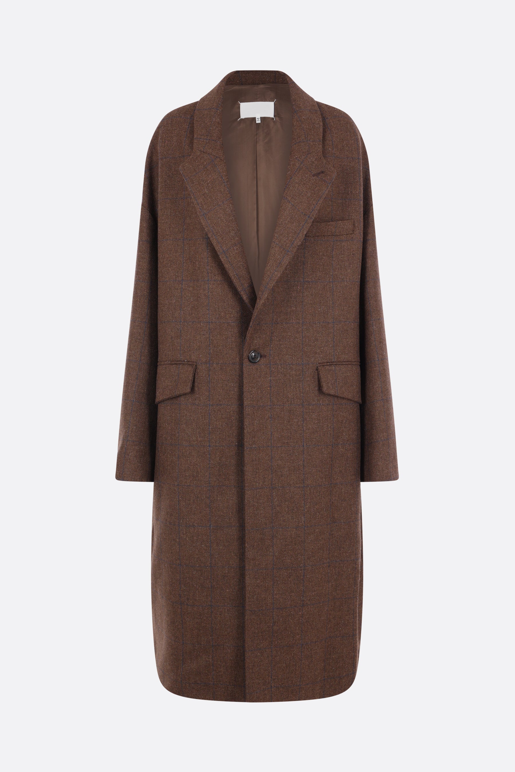 oversized coat in check wool