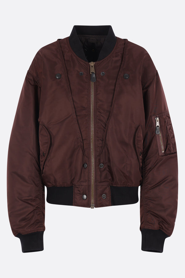 reversible padded bomber jacket in nylon
