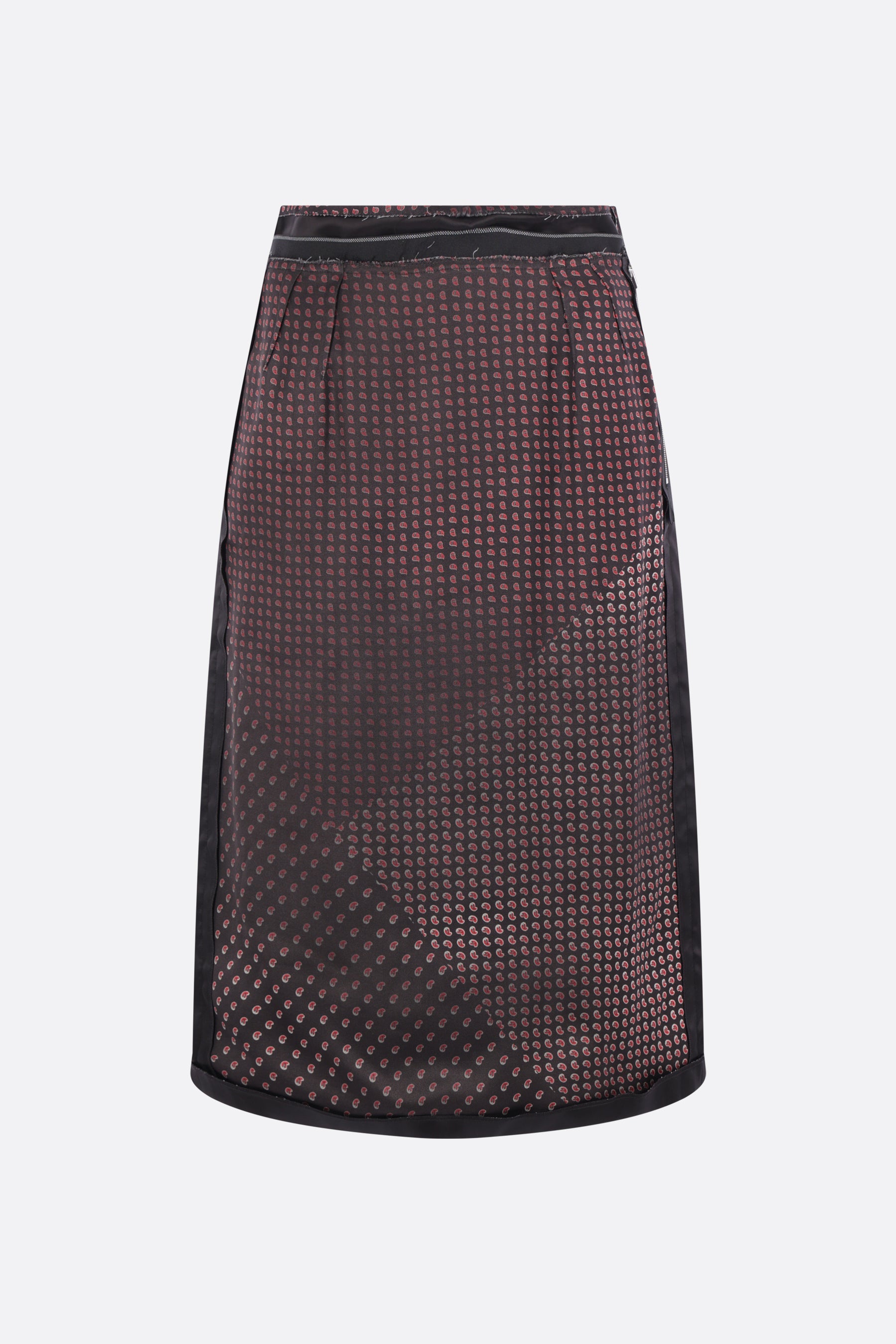 reversed midi skirt in satin with paisley print