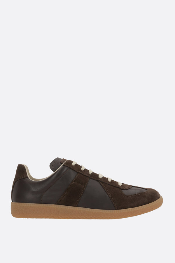 Replica sneakers in smooth leather and suede
