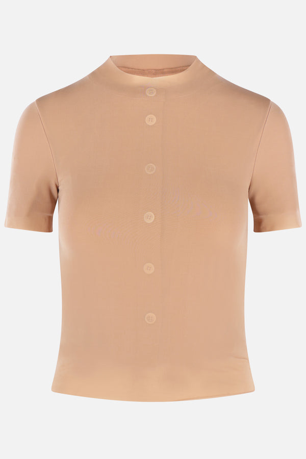 cropped t-shirt in stretch jersey
