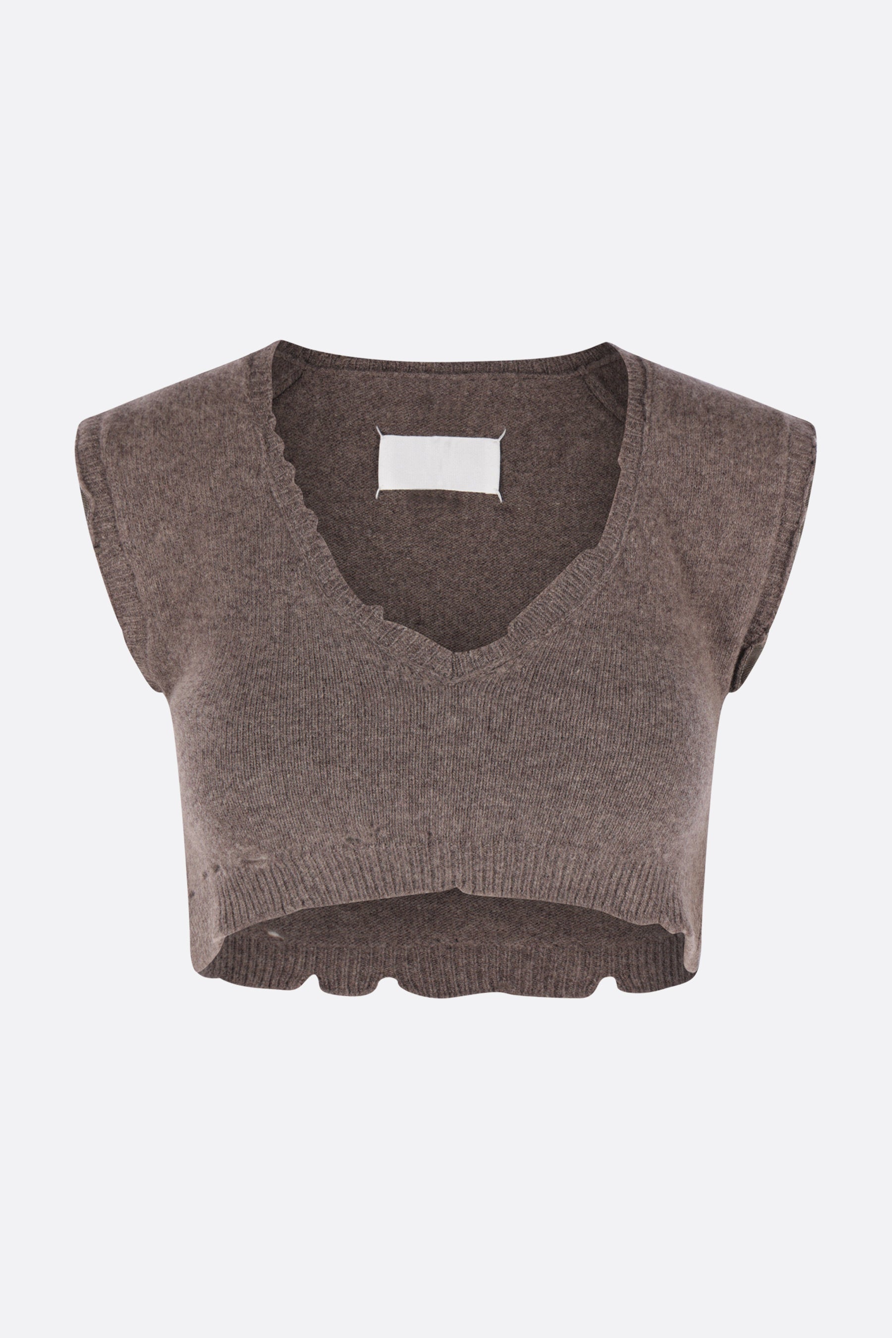 top cropped in maglia di lana