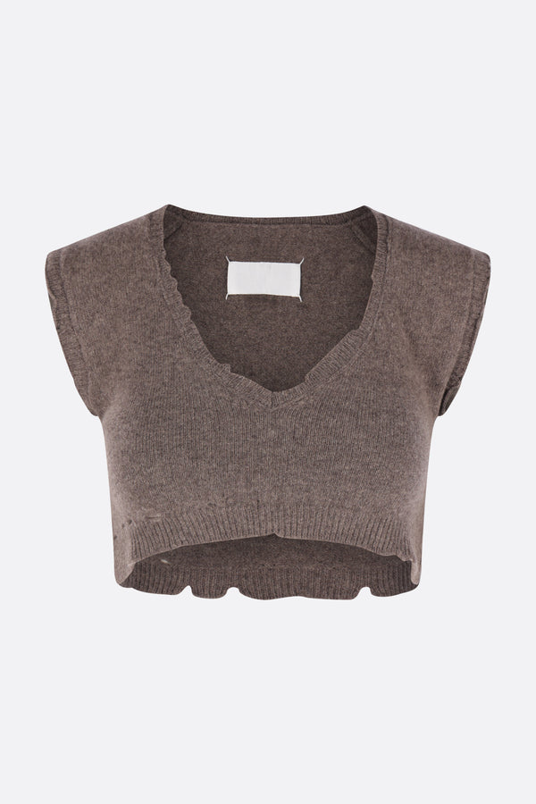 top cropped in maglia di lana