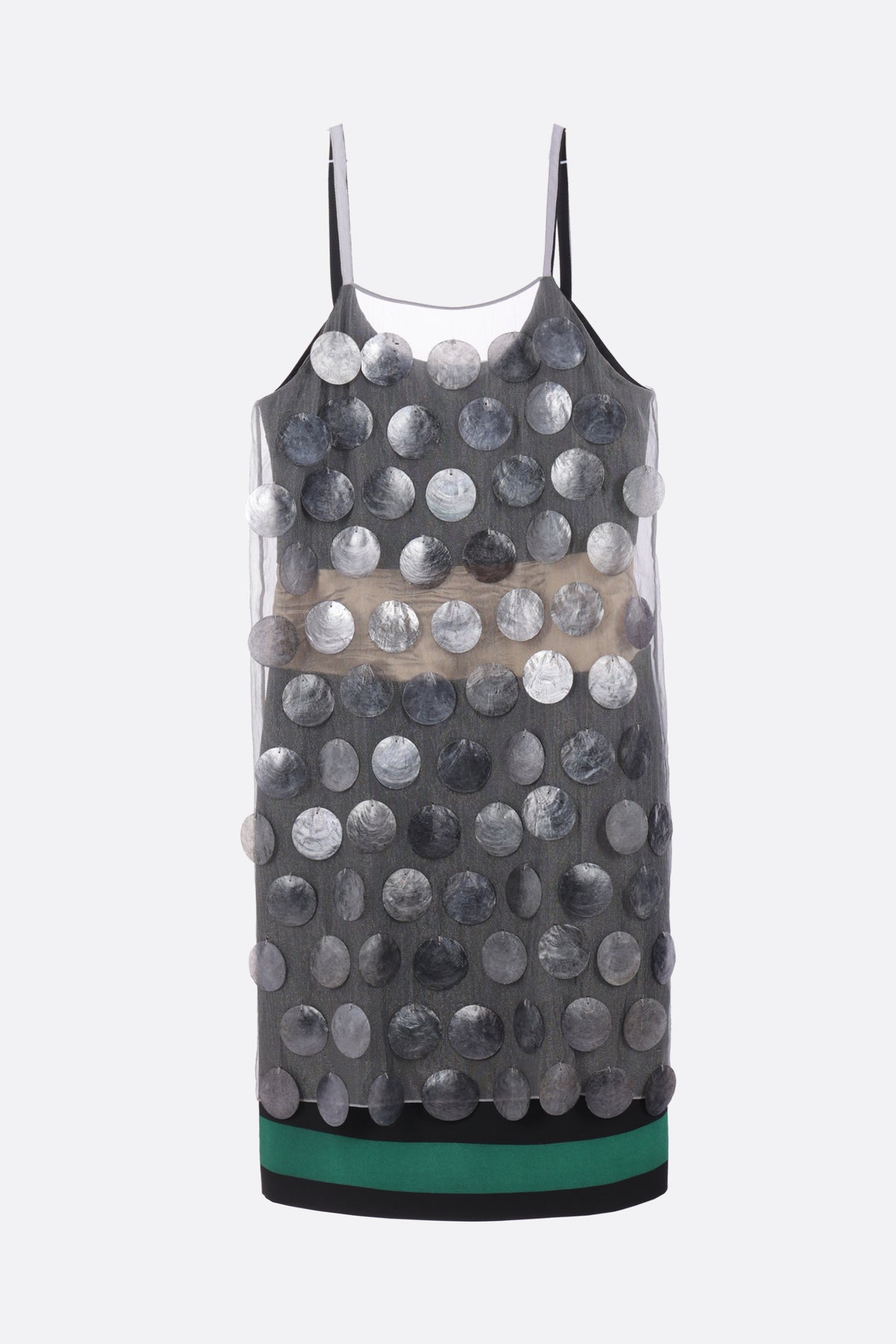 sleeveless dress in organza with sequins