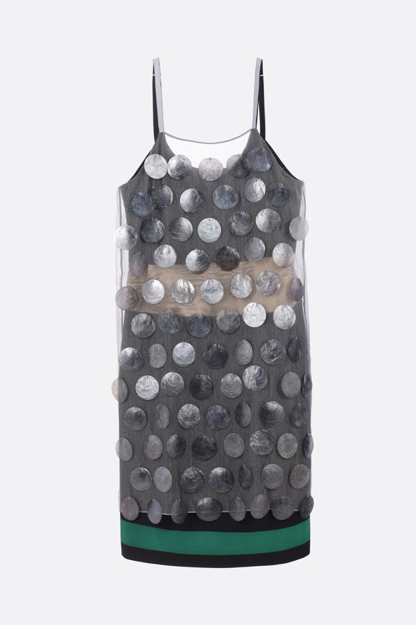 sleeveless dress in organza with sequins