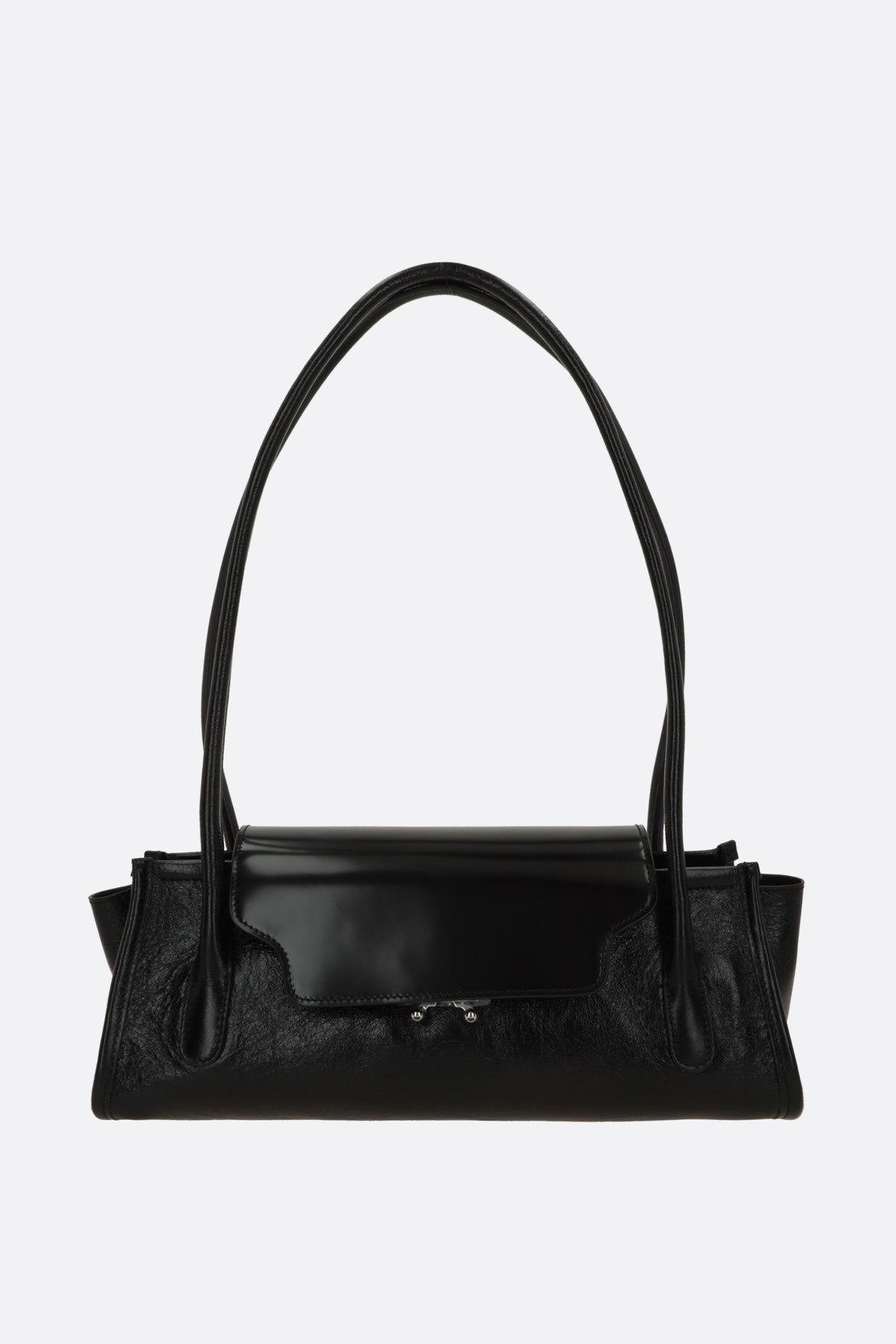 Trunkette shoulder bag in craquelé leather