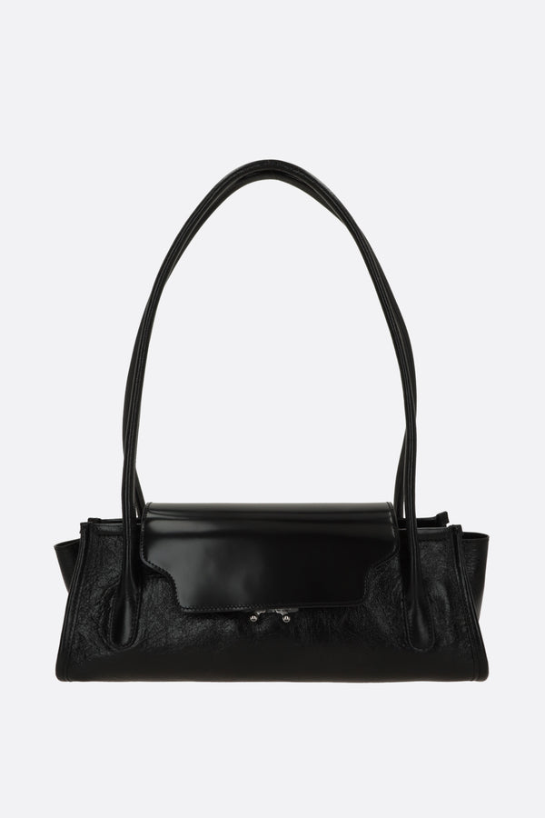 Trunkette shoulder bag in craquelé leather
