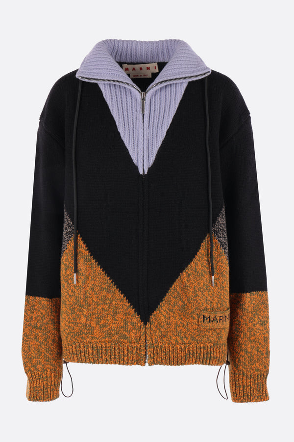 full-zip cardigan in wool and cashmere