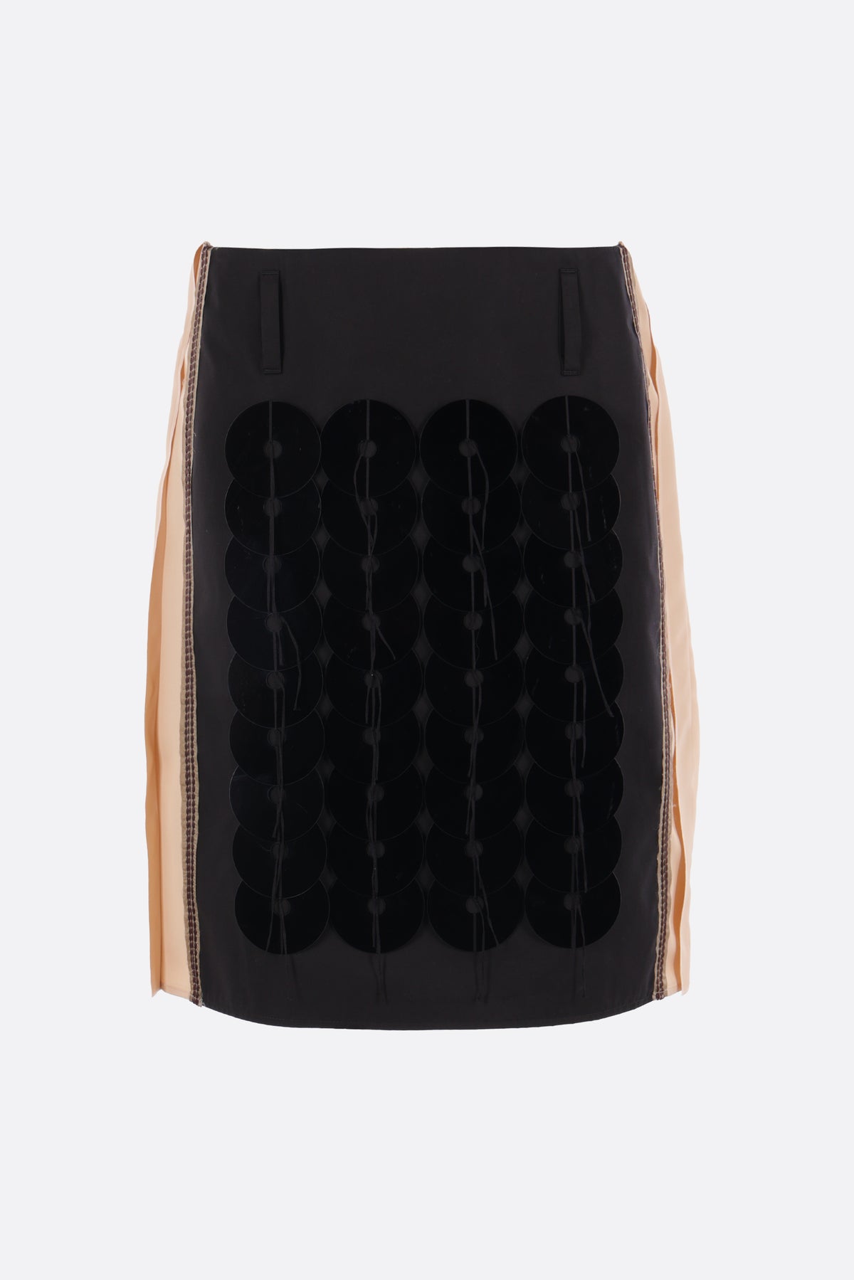poplin and viscose midi skirt with sequins