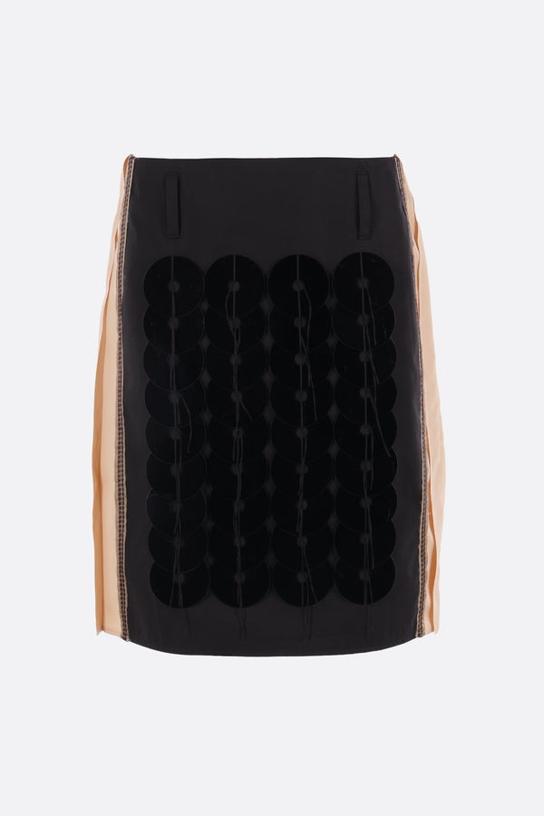 poplin and viscose midi skirt with sequins