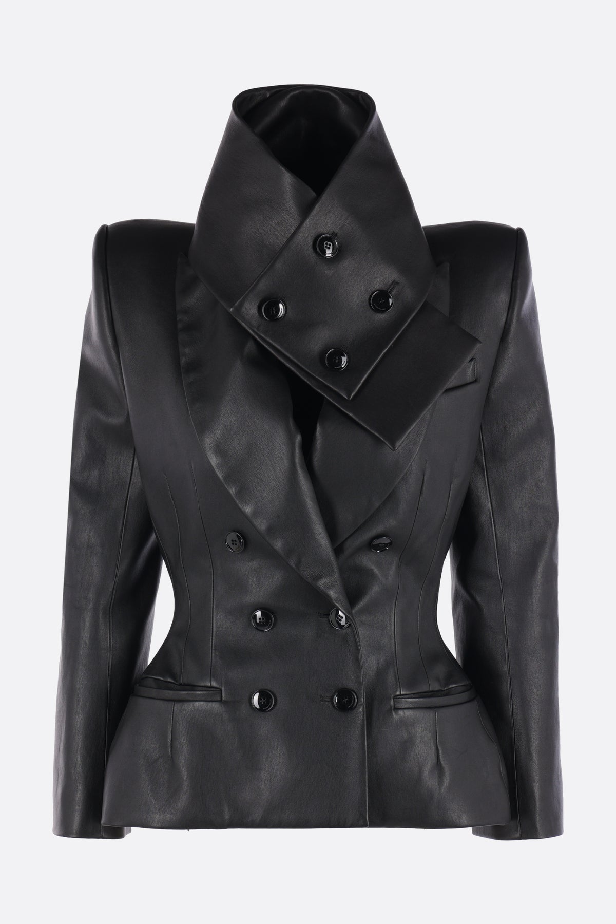 Brigitte double-breasted blazer in leather