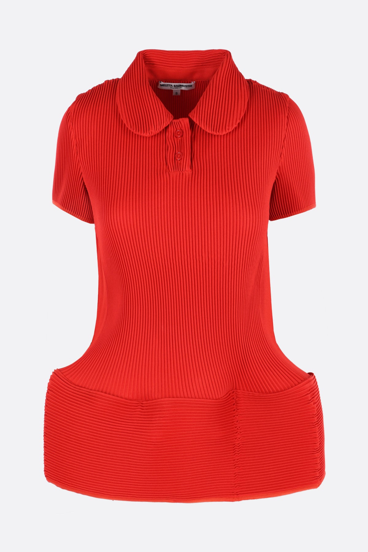 pleated nylon polo shirt