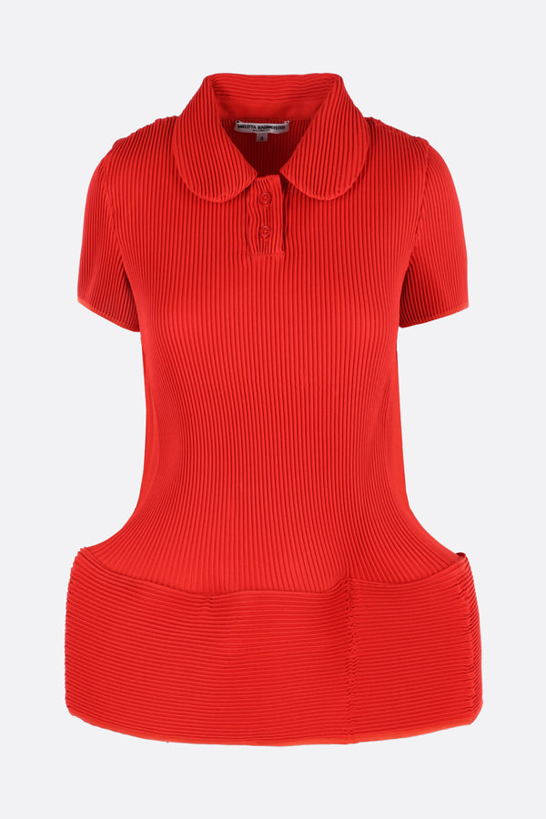 pleated nylon polo shirt