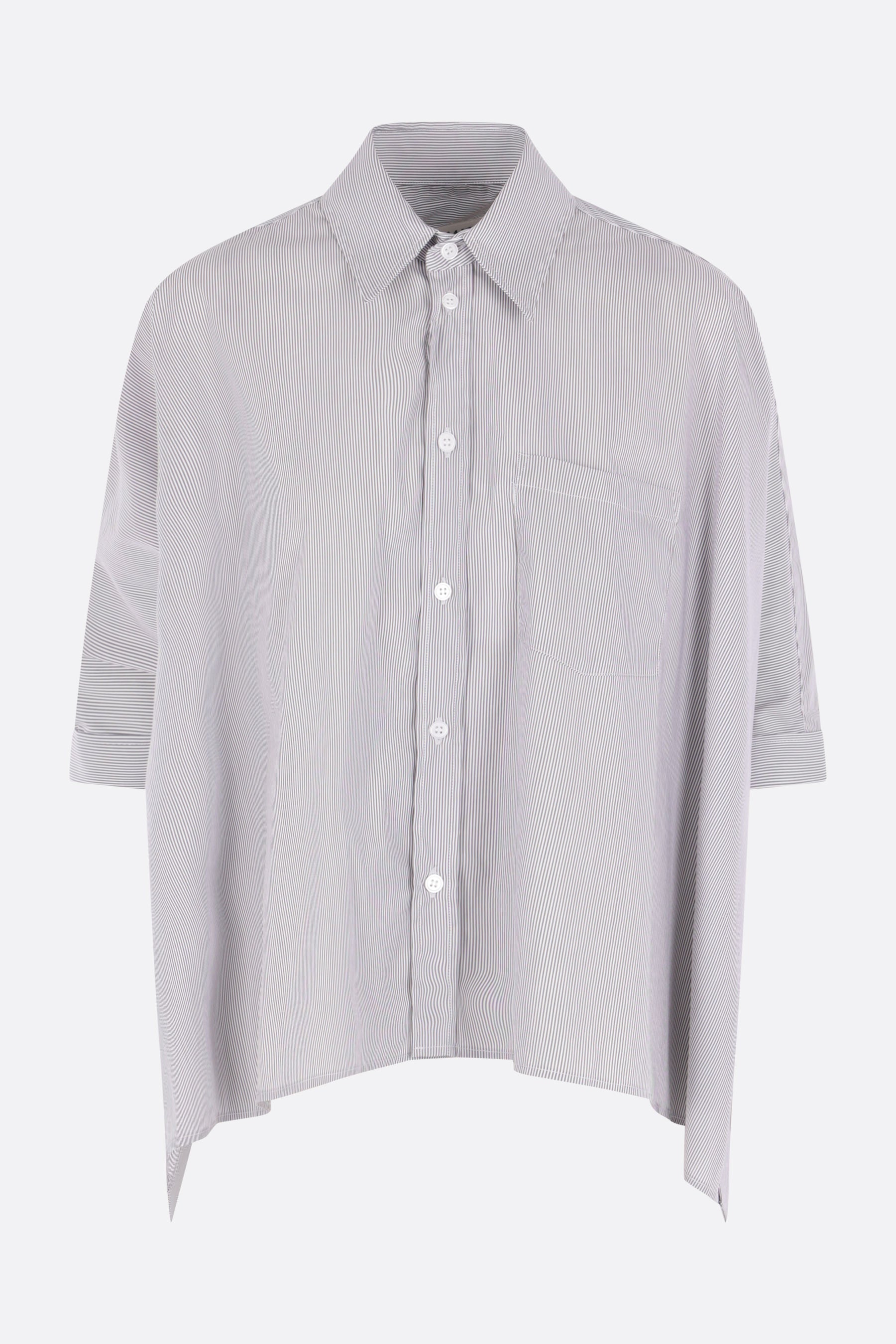 short-sleeve shirt in striped poplin