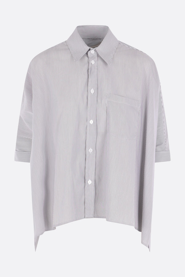 short-sleeve shirt in striped poplin