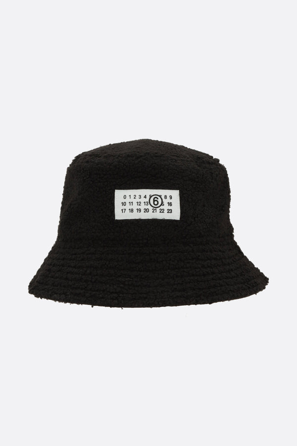 reversible bucket hat in teddy and nylon