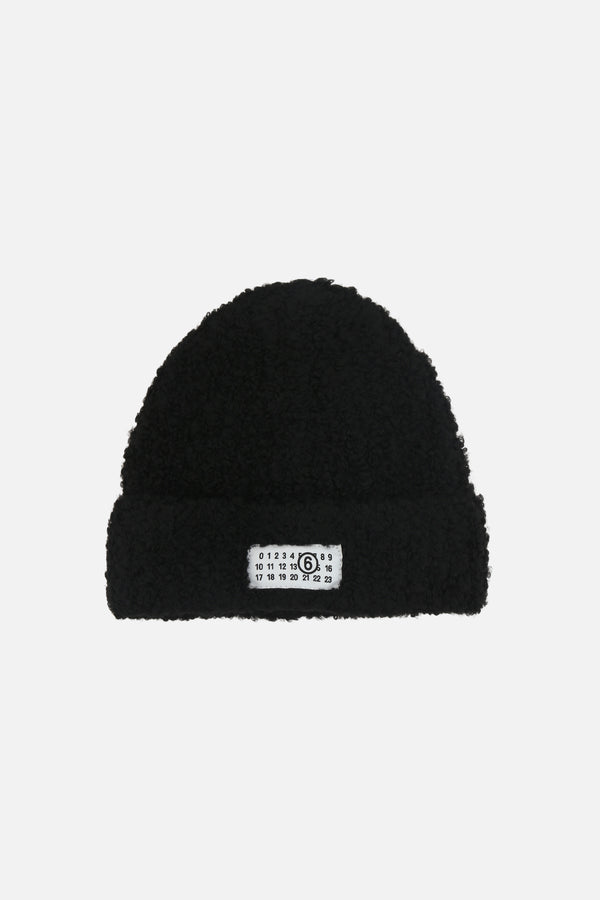 wool blend beanie with logo patch